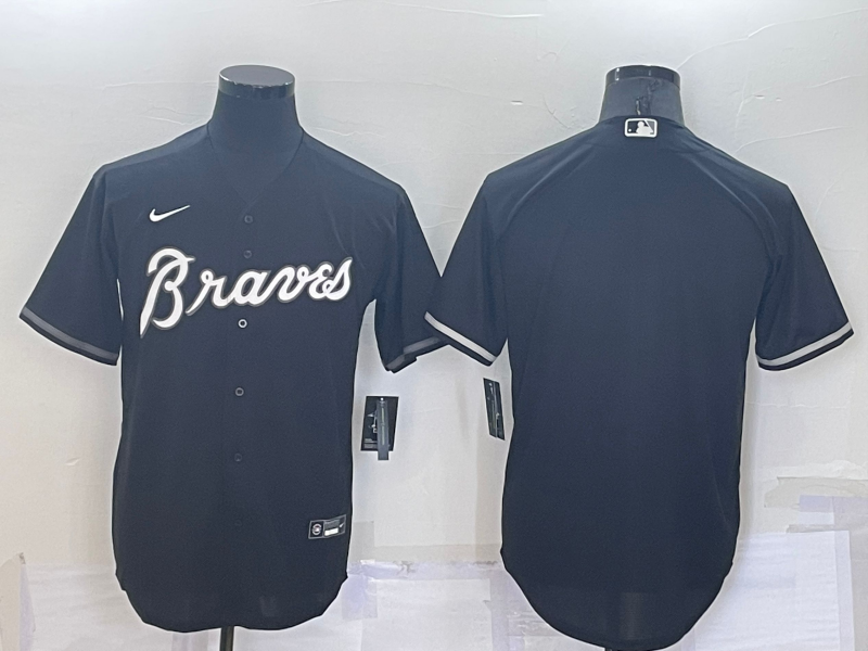 Men's Black Atlanta Braves Blank Cool Base Stitched Baseball Jersey